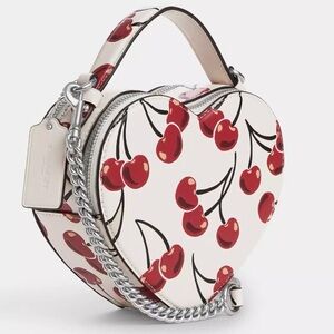 🆕 Cherry Print Heart-Shaped Bag